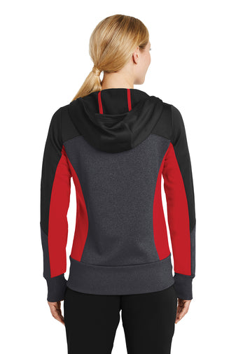 Sport-Tek® Ladies Tech Fleece Colorblock Full-Zip Hooded Jacket