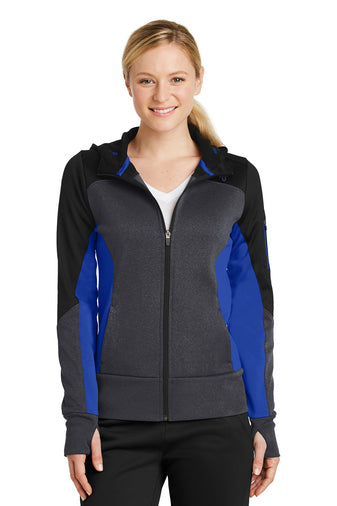 Sport-Tek® Ladies Tech Fleece Colorblock Full-Zip Hooded Jacket