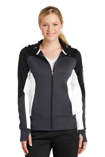 Sport-Tek® Ladies Tech Fleece Colorblock Full-Zip Hooded Jacket