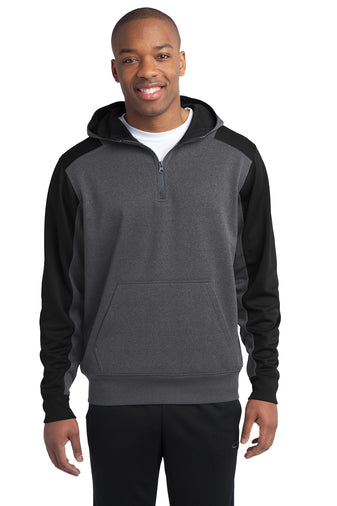 Sport-Tek® Tech Fleece Colorblock 1/4-Zip Hooded Sweatshirt